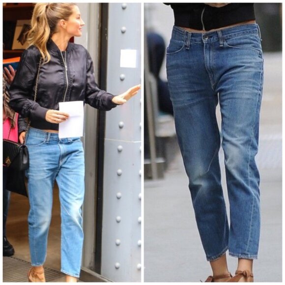 New Rag & Bone Engineer high rise straight barrel leg ankle crop distressed jean